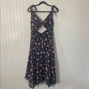Floral Dress in navy brand La vie Rebecca Taylor scarf dress